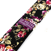 Camellia Black Crush Floral Cotton Tie 6cm